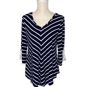 Stem & Vine Striped Tunic with Bell Sleeves M